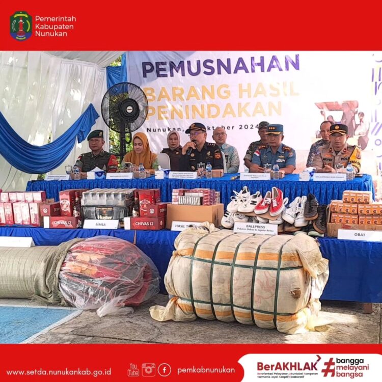 Bupati Nunukan Hadiri Acara Hibah dan Pemusnahan Hasil Penindakan Bea Cukai Nunukan