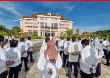 Patuhi Surat Edaran Bupati, OPD di Lingkungan Kantor Bupati Nunukan Selenggarakan Apel Pagi