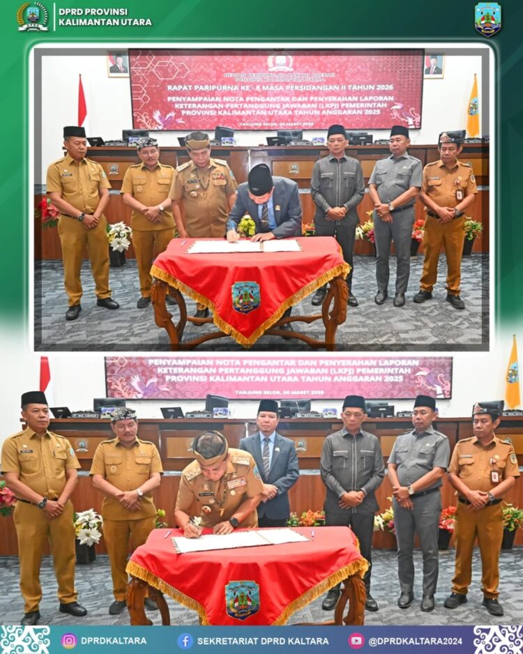 Rapat Paripurna ke-8 Masa Persidangan II Tahun 2026 agenda utama Penyampaian Laporan Keterangan Pertanggungjawaban (LKPJ) Gubernur Kalimantan Utara Tahun Anggaran 2025